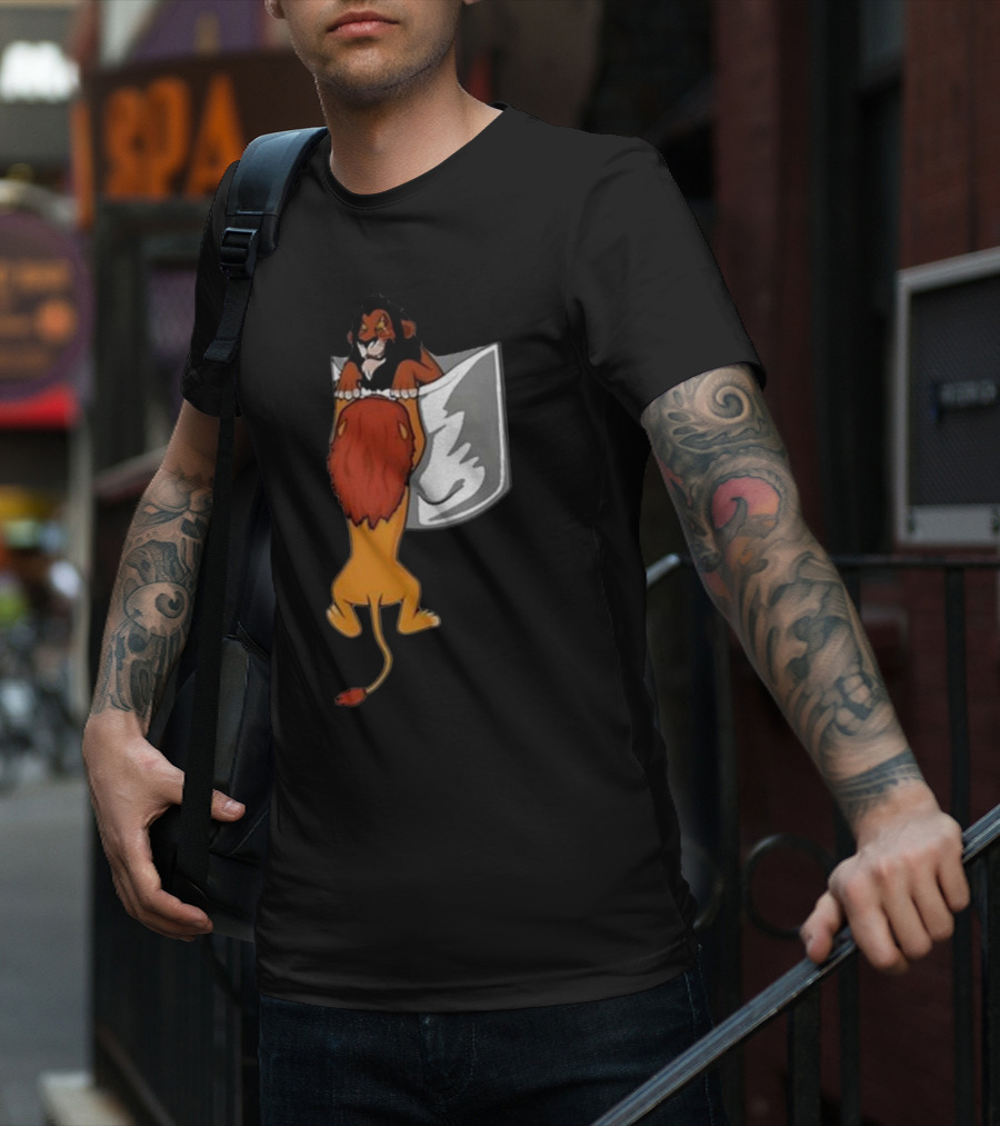 Lion Scar And Mufasa Hanging Pocket T-Shirt