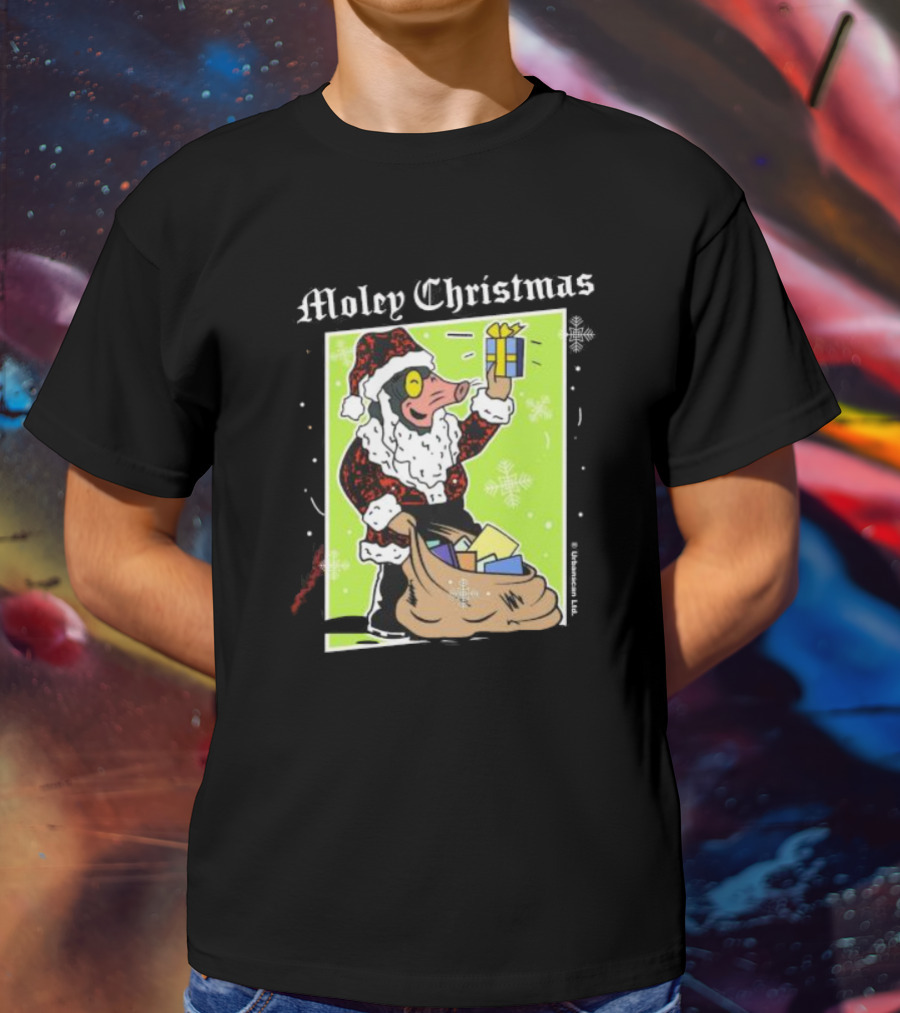 Moley Christmas Santa Mouse Holiday Present T-Shirt