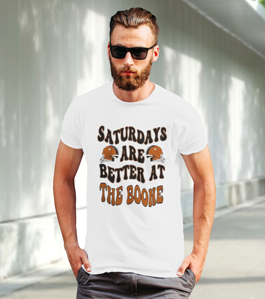 Oklahoma State Cowboys Saturdays Are Better At The Boone With Football Helmets T-Shirt