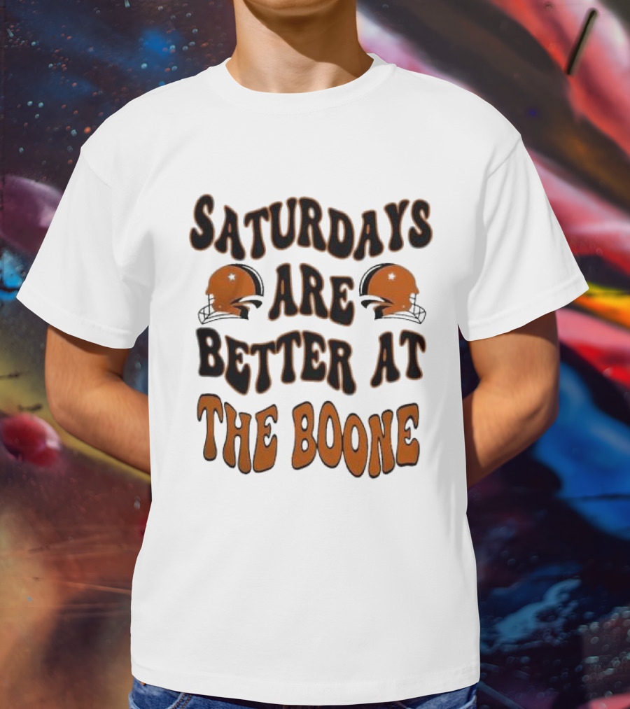 Oklahoma State Cowboys Saturdays Are Better At The Boone With Football Helmets T-Shirt