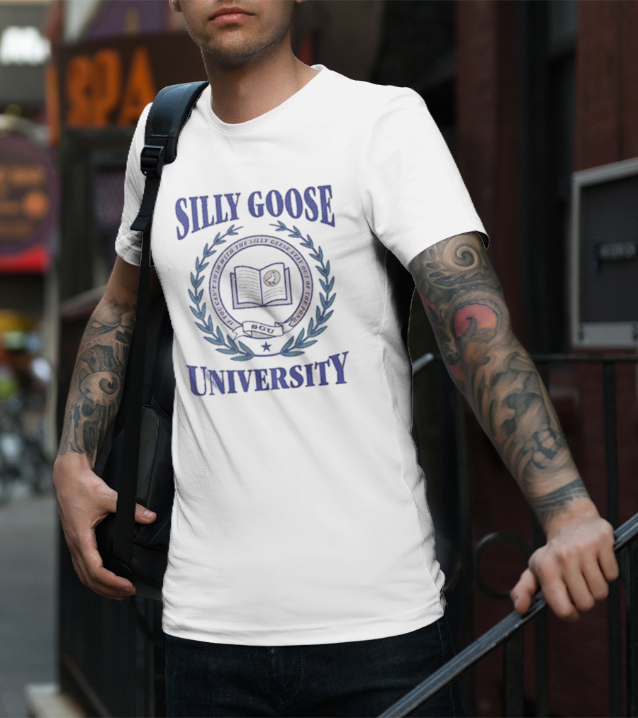 Silly Goose University Laurel Wreath Seal Emblem T-Shirt