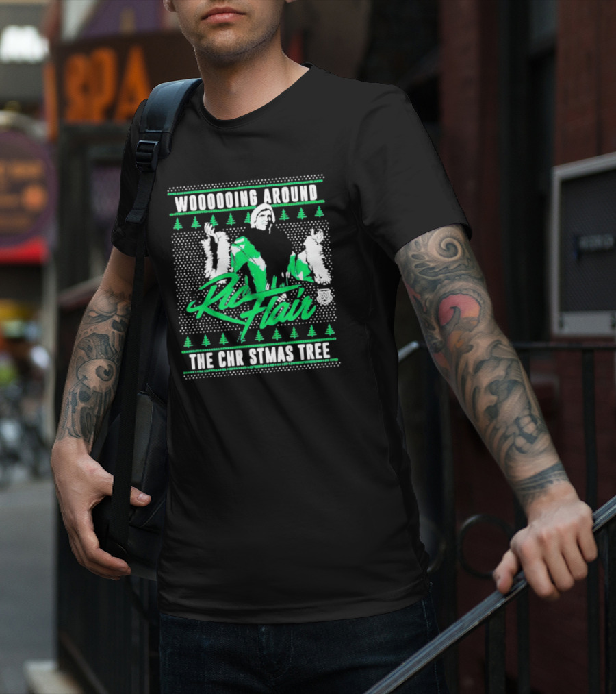 Woooooing Around The Christmas Tree Ric Flair Ugly Faux Knit T-Shirt