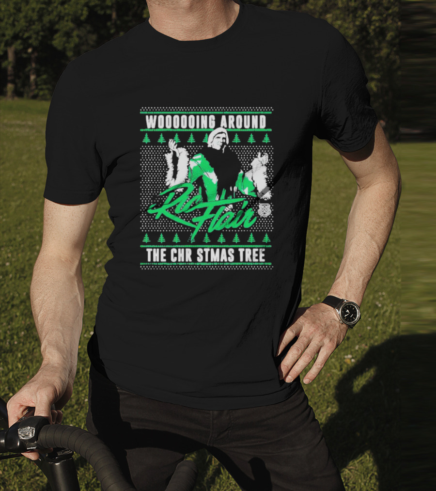 Woooooing Around The Christmas Tree Ric Flair Ugly Faux Knit T-Shirt