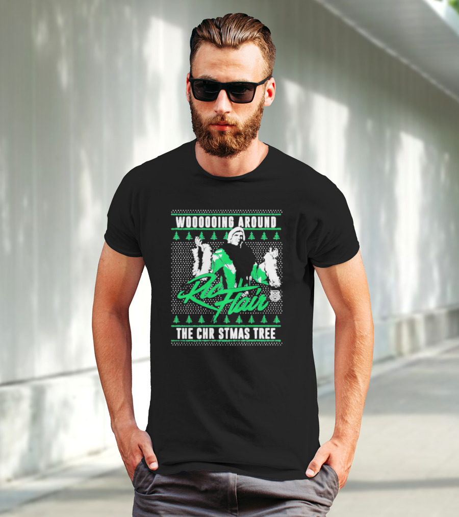 Woooooing Around The Christmas Tree Ric Flair Ugly Faux Knit T-Shirt