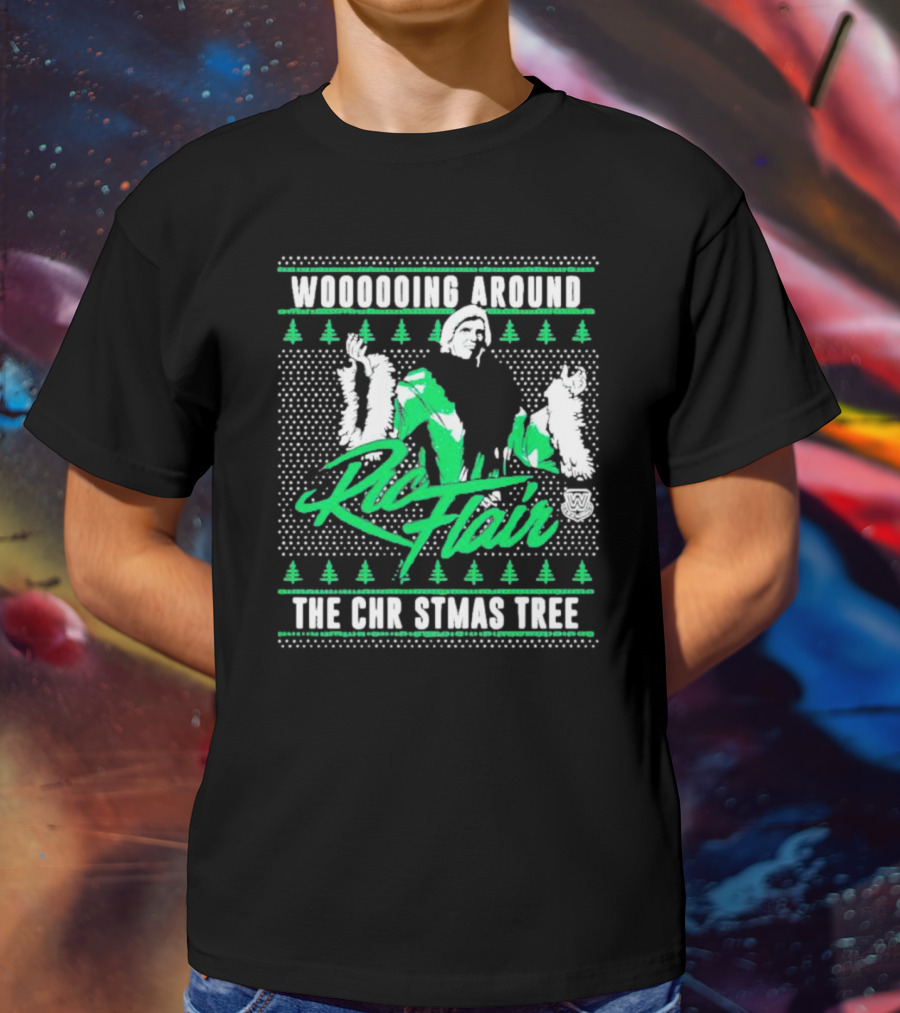 Woooooing Around The Christmas Tree Ric Flair Ugly Faux Knit T-Shirt