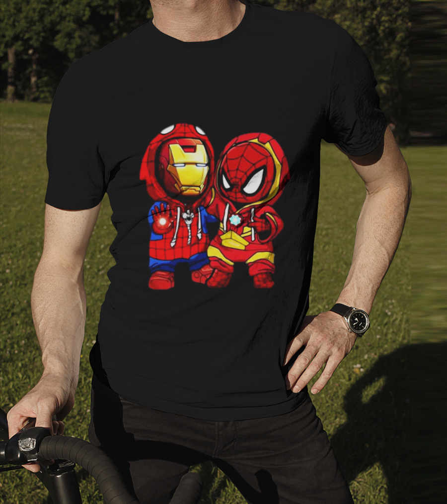 Baby Iron Man And Baby Spiderman Heroes Duo T-Shirt