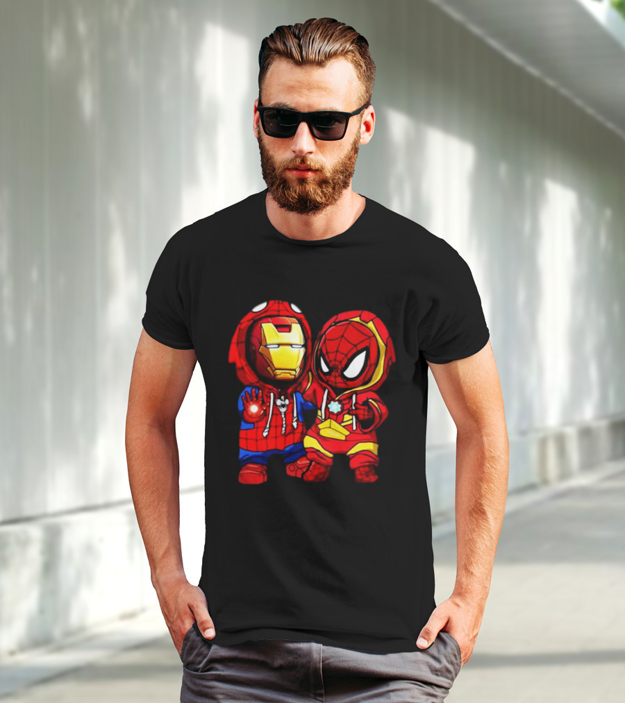 Baby Iron Man And Baby Spiderman Heroes Duo T-Shirt