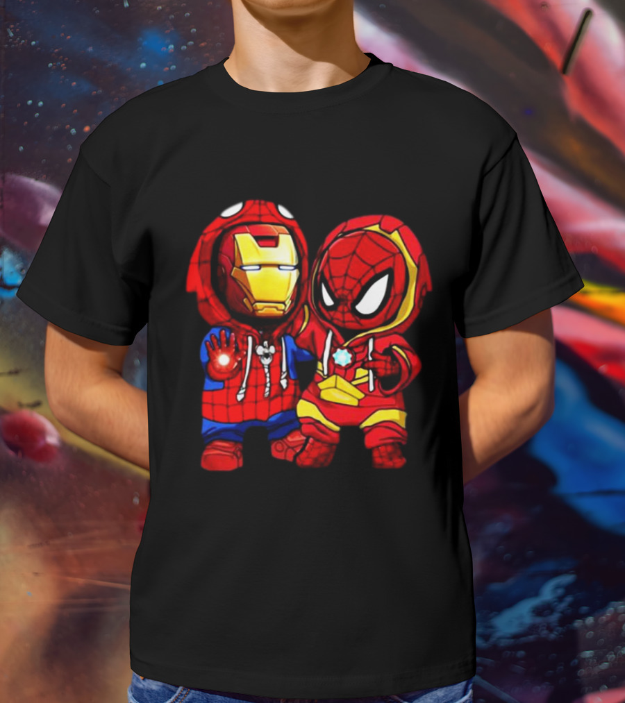 Baby Iron Man And Baby Spiderman Heroes Duo T-Shirt