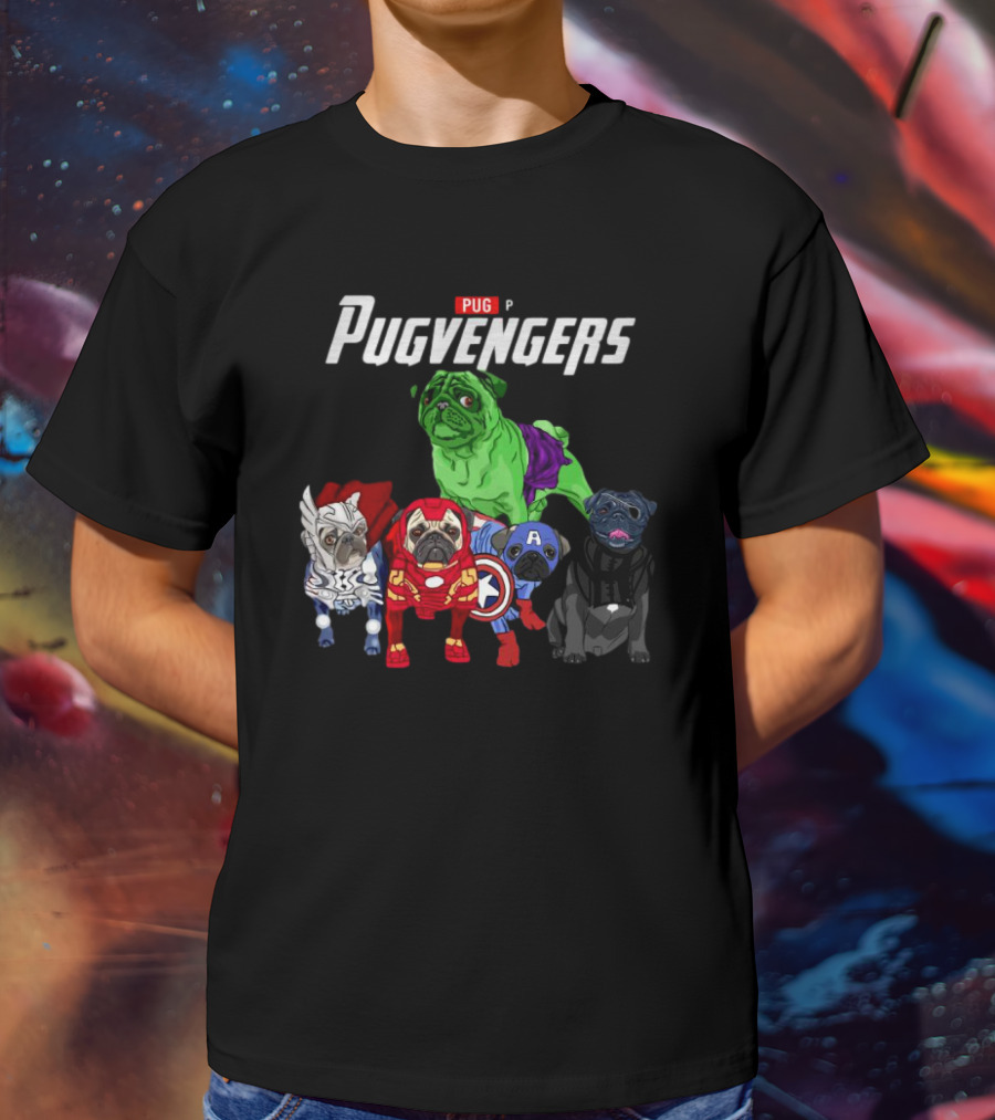 Marvel Avengers Pug Pugvengers Hulk Captain America Iron Man Thor Black Panther T-Shirt