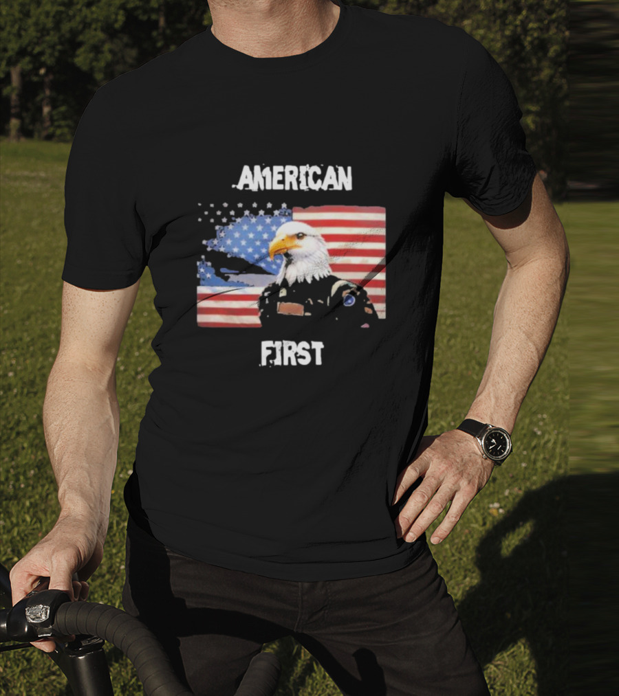 American Eagle Soldier American First US Flag Patriotic T-Shirt