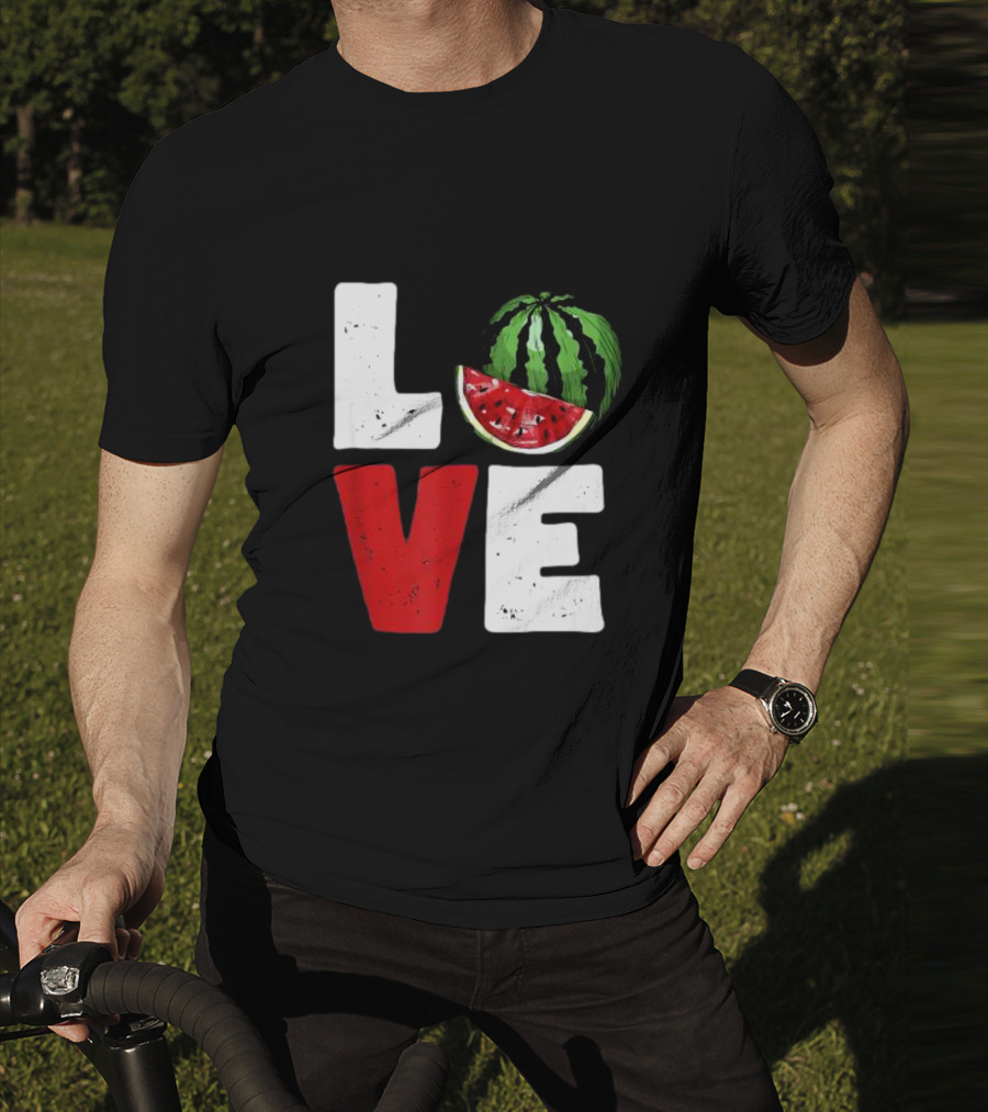 LOVE Watermelon Slice Typography T-Shirt