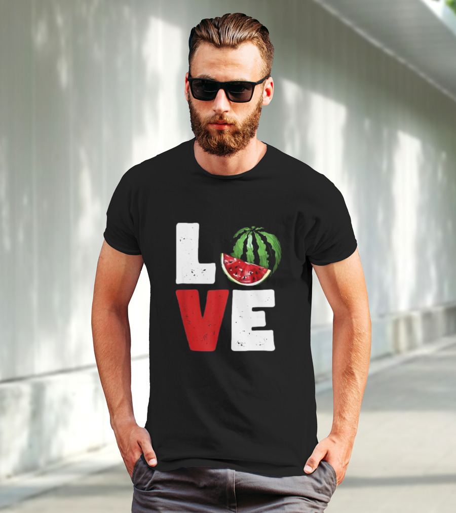 LOVE Watermelon Slice Typography T-Shirt