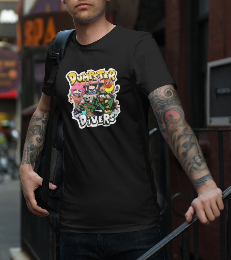 Neebs Gaming Merch Dumpster Divers Animated Character Adventure T-Shirt
