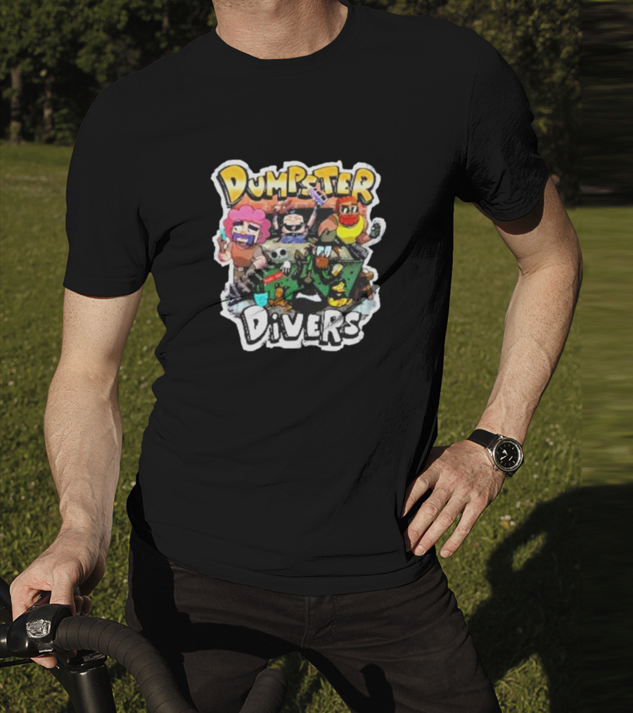 Neebs Gaming Merch Dumpster Divers Animated Character Adventure T-Shirt