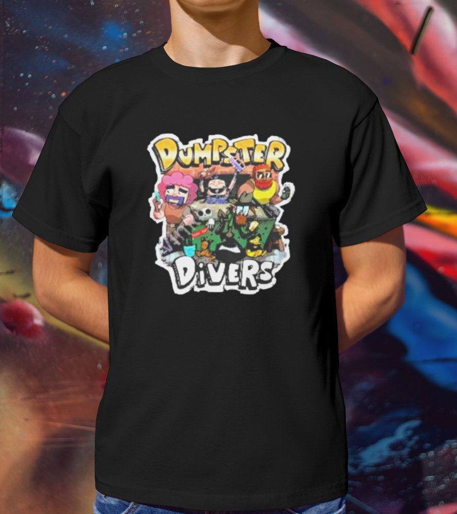 Neebs Gaming Merch Dumpster Divers Animated Character Adventure T-Shirt