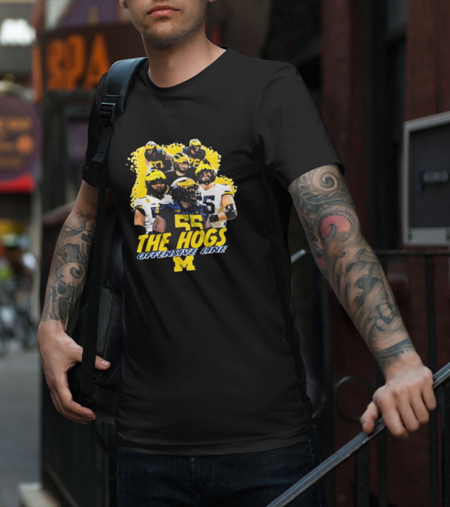 Valiant University Of Michigan Football The Hogs Offensive Line Team Spirit T-Shirt