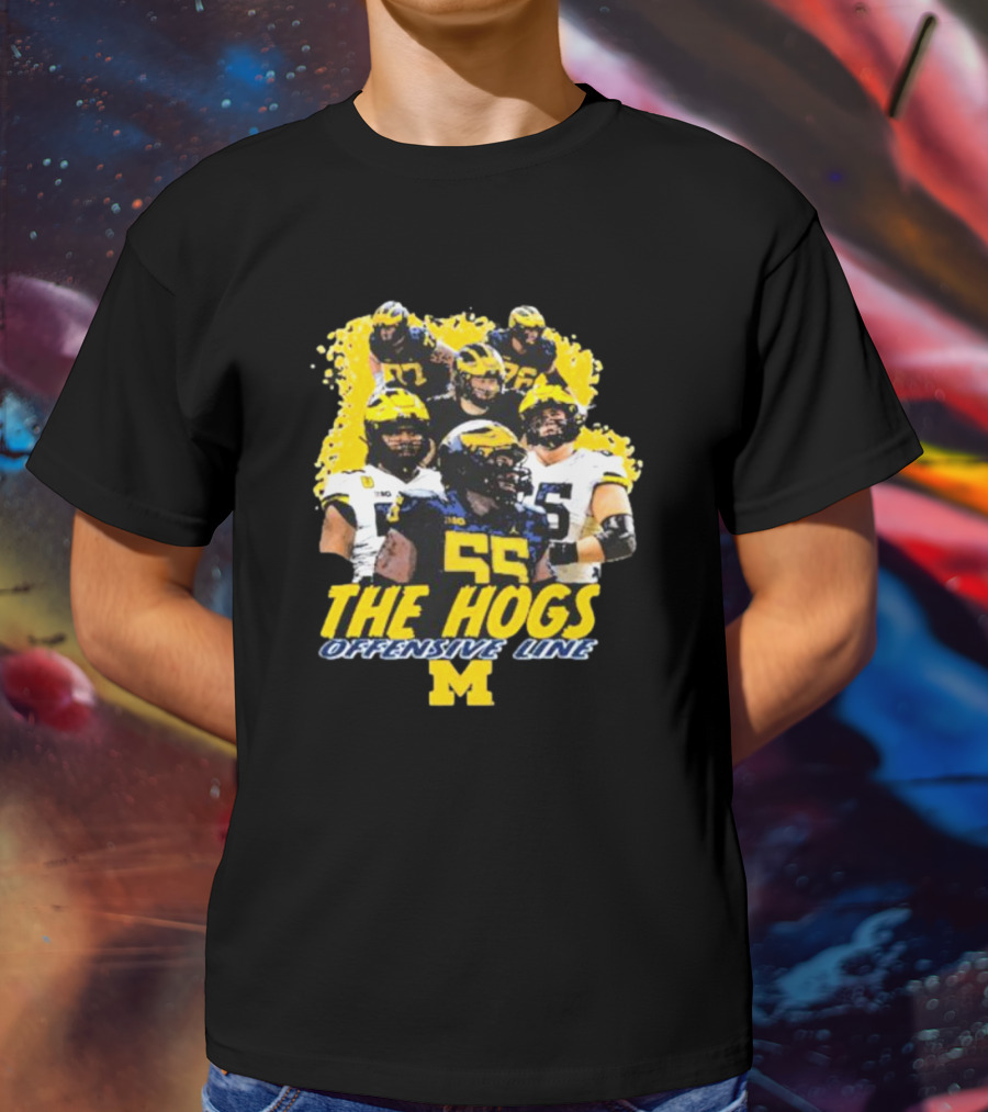 Valiant University Of Michigan Football The Hogs Offensive Line Team Spirit T-Shirt