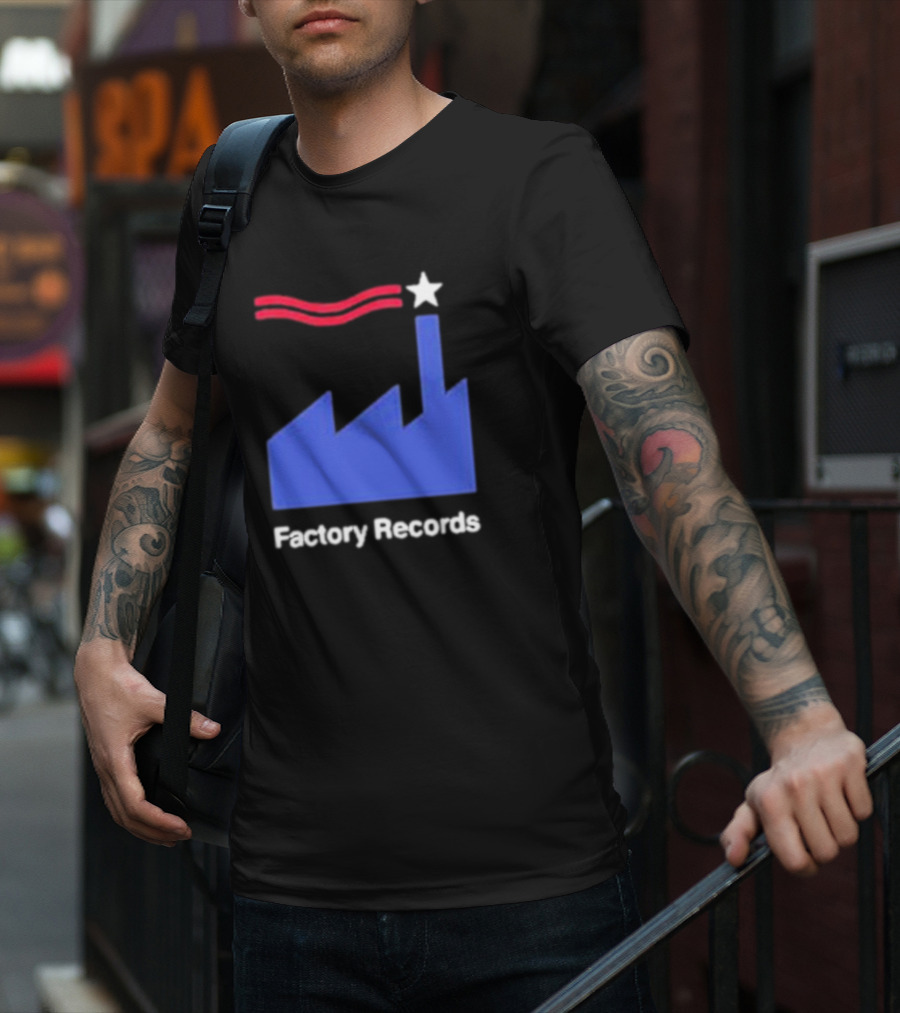 Factory Records Iconic Logo With Star And Stripes Factory T-Shirt