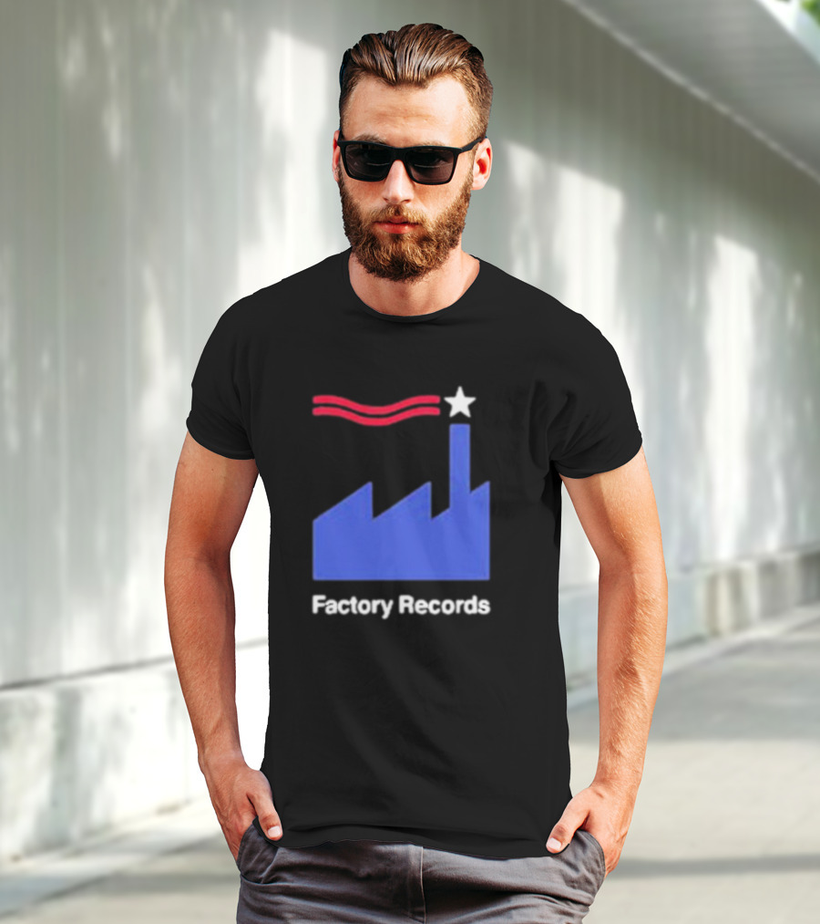 Factory Records Iconic Logo With Star And Stripes Factory T-Shirt