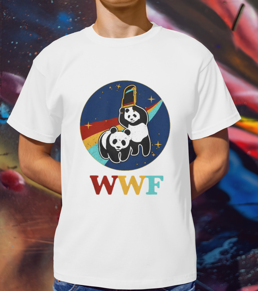 WWF Panda Bear Wrestling NASA Space T-Shirt