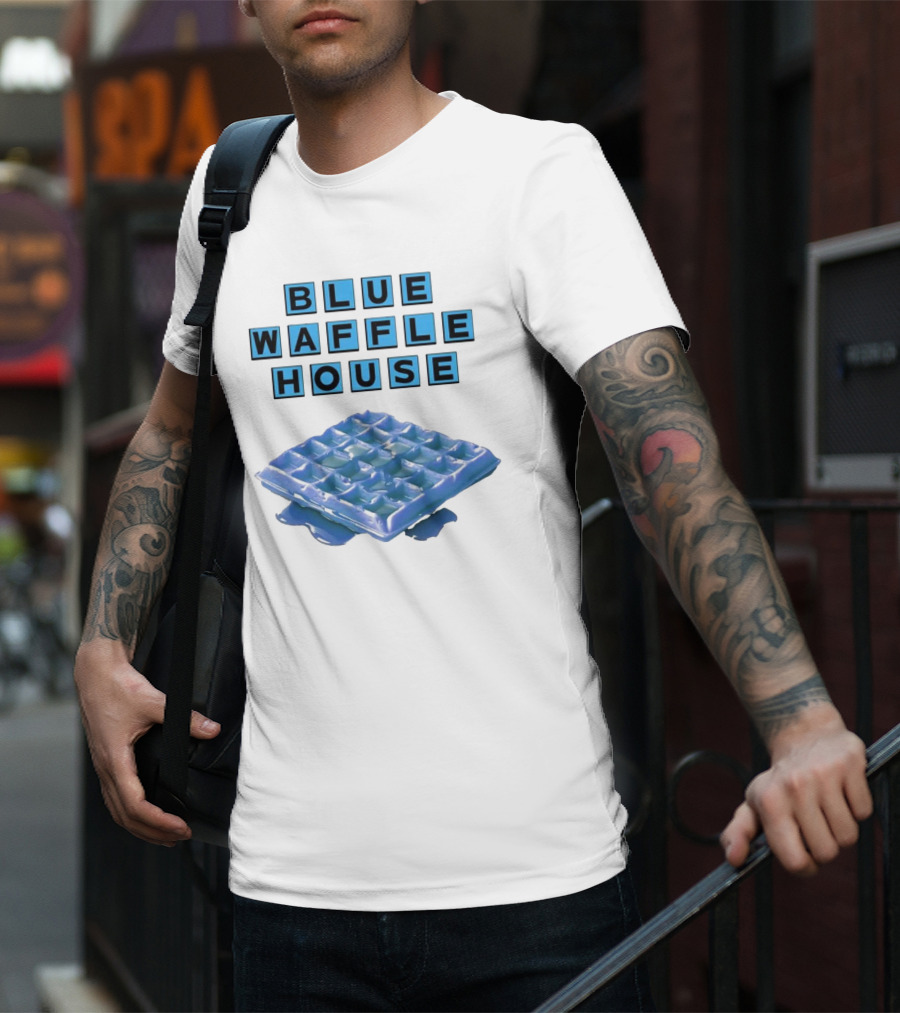 Blue Waffle House Melted Breakfast Food Novelty T-Shirt