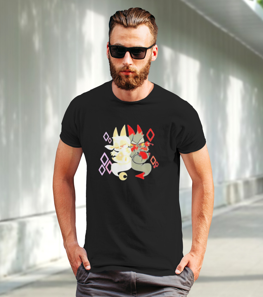 Buzzfeed Chikn Nuggit Devil And Angel Characters With Colorful Diamond T-Shirt