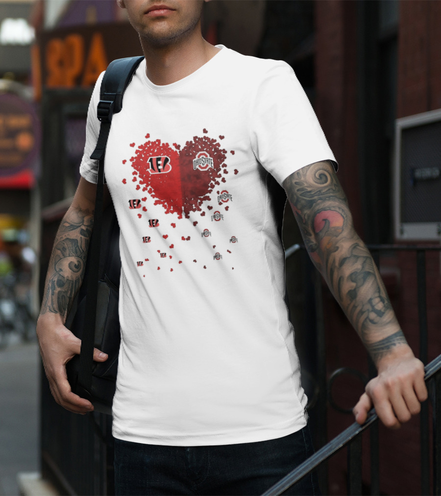 Cincinnati Bengals Ohio State Buckeye Heart Shape T-Shirt
