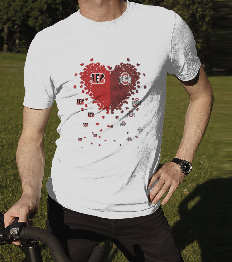 Cincinnati Bengals Ohio State Buckeye Heart Shape T-Shirt