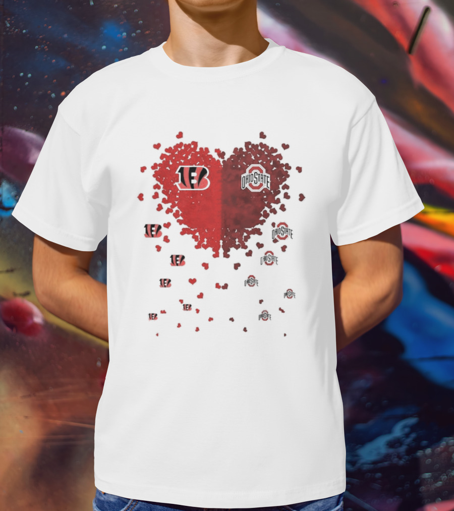 Cincinnati Bengals Ohio State Buckeye Heart Shape T-Shirt