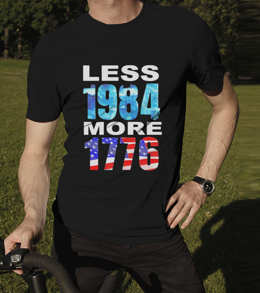Hi-Rez The Rapper Less 1984 More 1776 American Flag Text T-Shirt