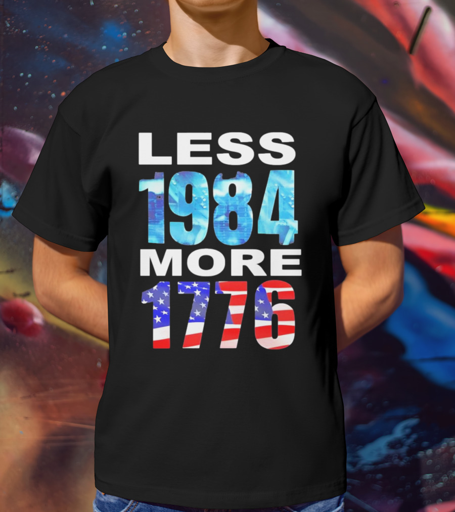 Hi-Rez The Rapper Less 1984 More 1776 American Flag Text T-Shirt