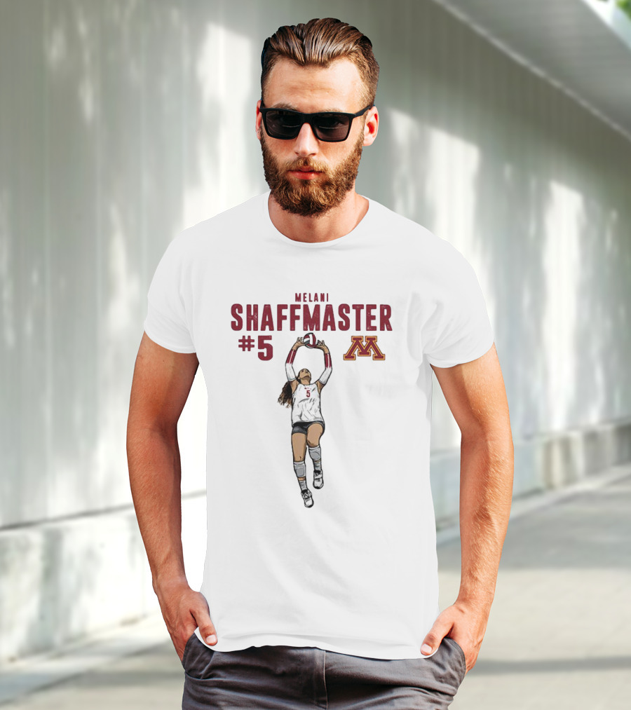 Melani Shaffmaster #5 Minnesota Volleyball Logo NCAA Caricature T-Shirt