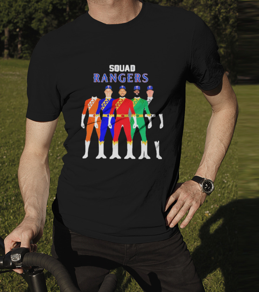 Squad Rangers Power Rangers Texas Rangers Baseball Crossover T-Shirt