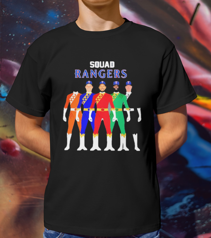 Squad Rangers Power Rangers Texas Rangers Baseball Crossover T-Shirt