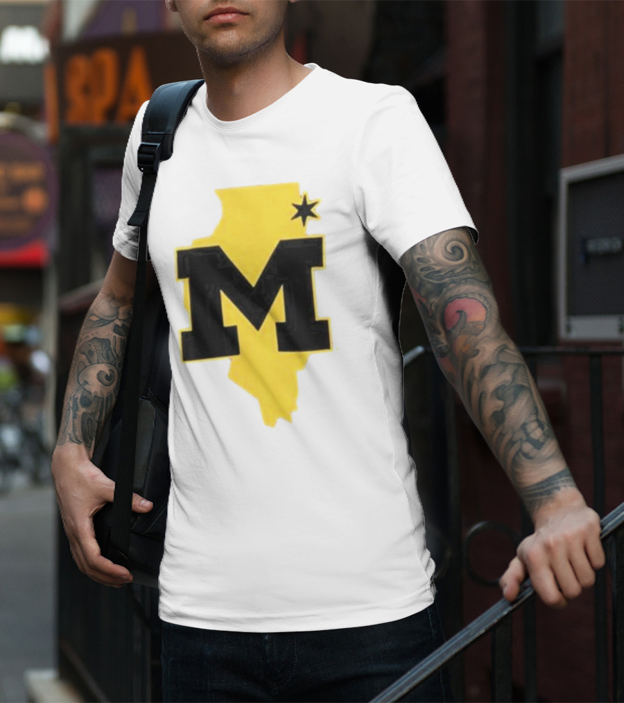 University Of Michigan M Den Pop-Up Chicago Map T-Shirt