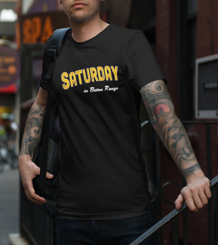 Saturday In Baton Rouge Game Day Yellow Football T-Shirt