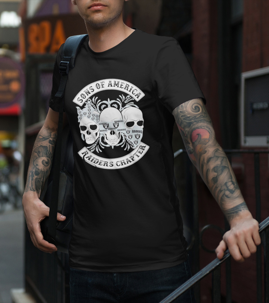 Sons Of America Raiders Chapter Skulls With Raiders T-Shirt
