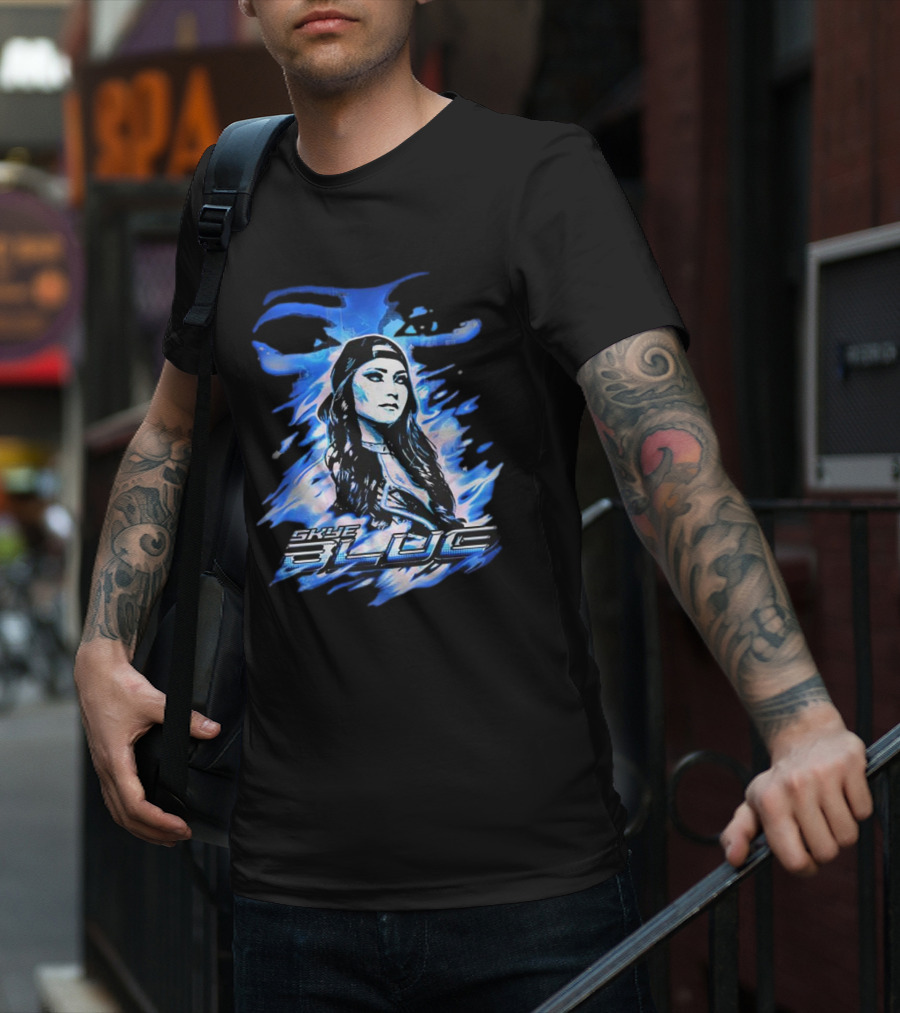 Skye Blue Spookye Blue Blue-Hued Portrait With Intense Eye T-Shirt
