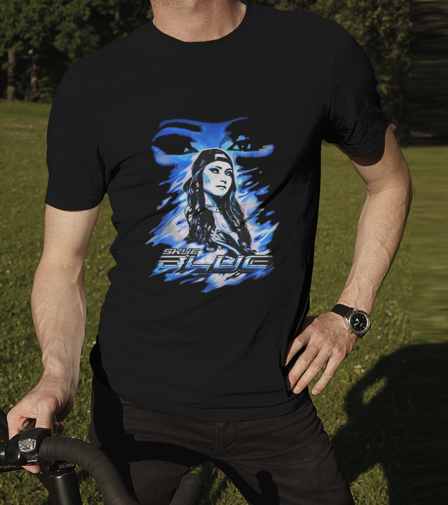 Skye Blue Spookye Blue Blue-Hued Portrait With Intense Eye T-Shirt