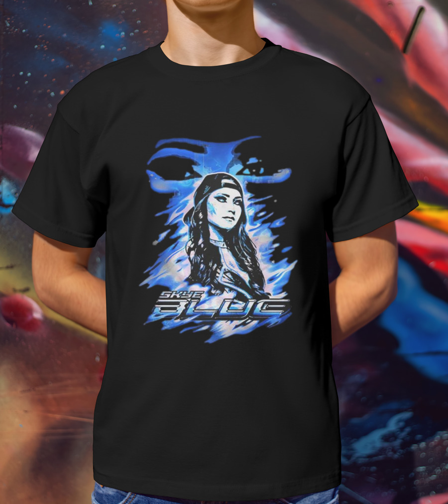 Skye Blue Spookye Blue Blue-Hued Portrait With Intense Eye T-Shirt
