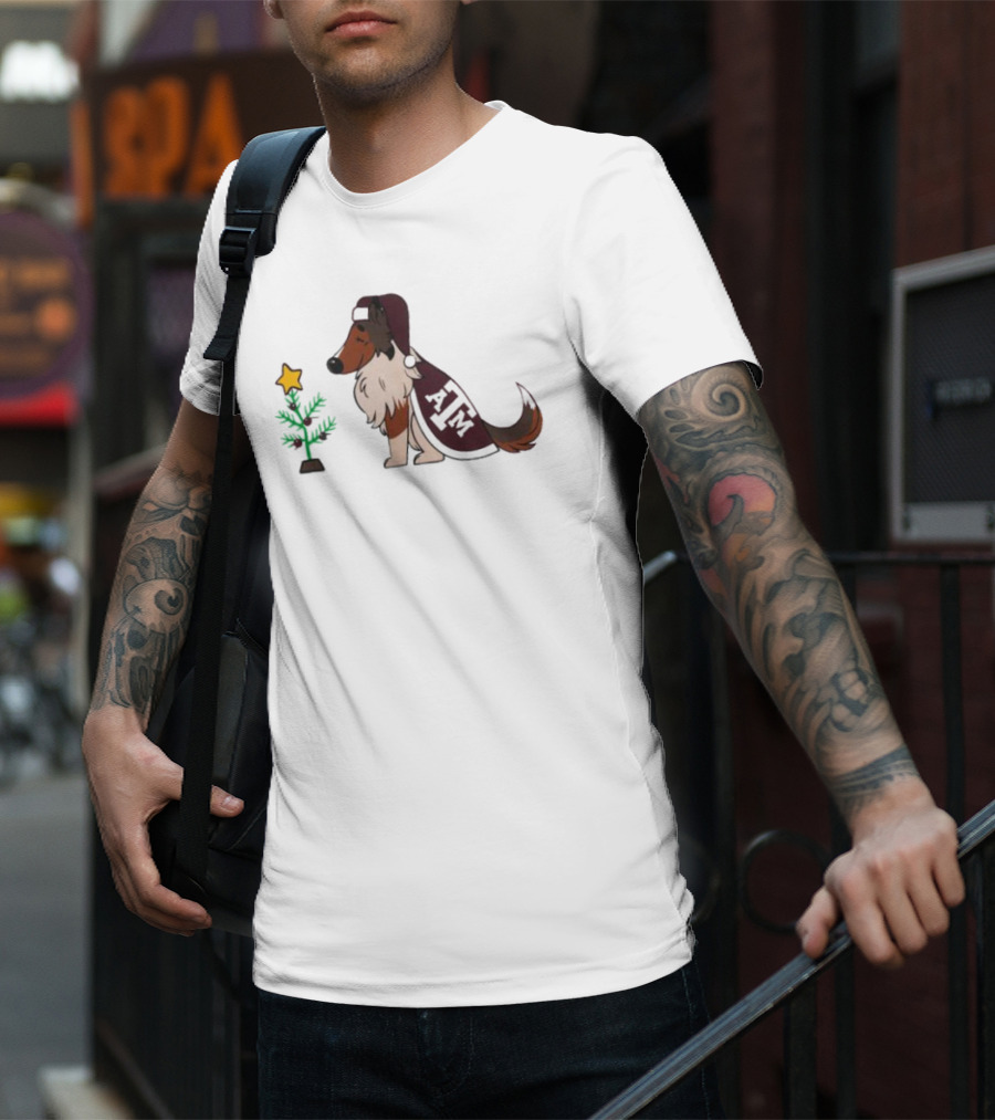 Texas A&M Reveille And Christmas Tree Star T-Shirt