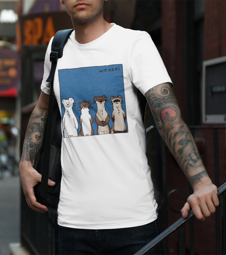 Weasel Quartet Cartoon Art Featuring Four Cute Mustelids T-Shirt