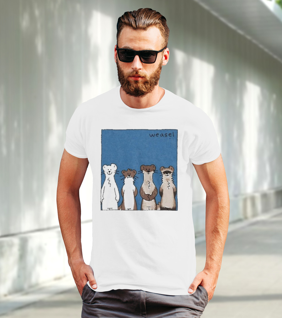 Weasel Quartet Cartoon Art Featuring Four Cute Mustelids T-Shirt