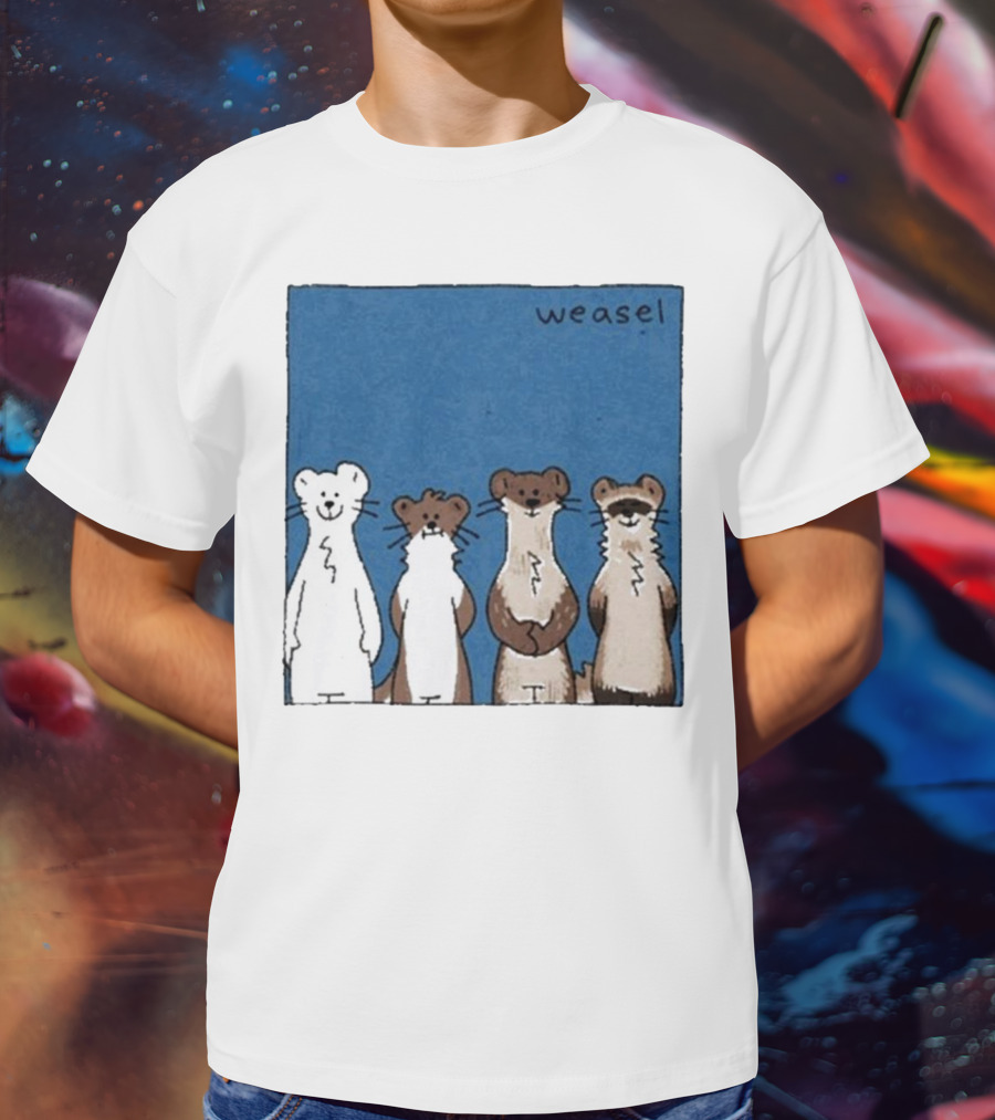 Weasel Quartet Cartoon Art Featuring Four Cute Mustelids T-Shirt