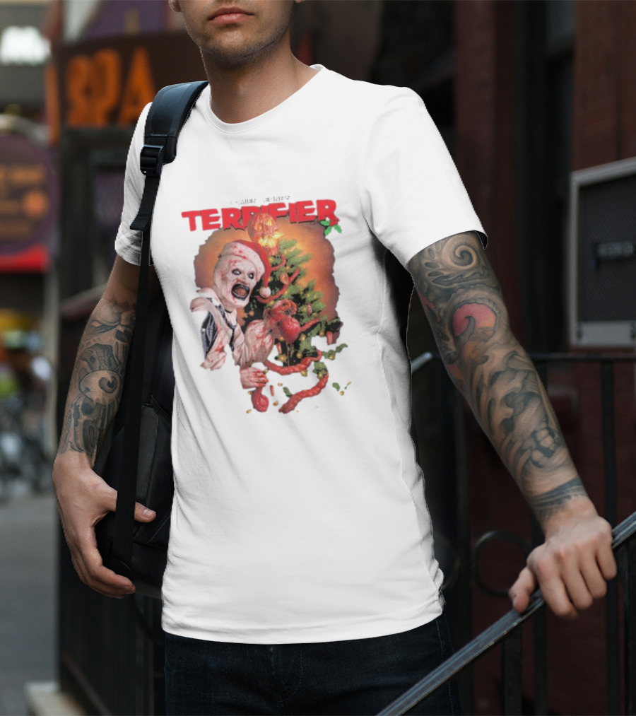 Damien Leone Terrifier Christmas Horror Santa With Christmas Tree T-Shirt