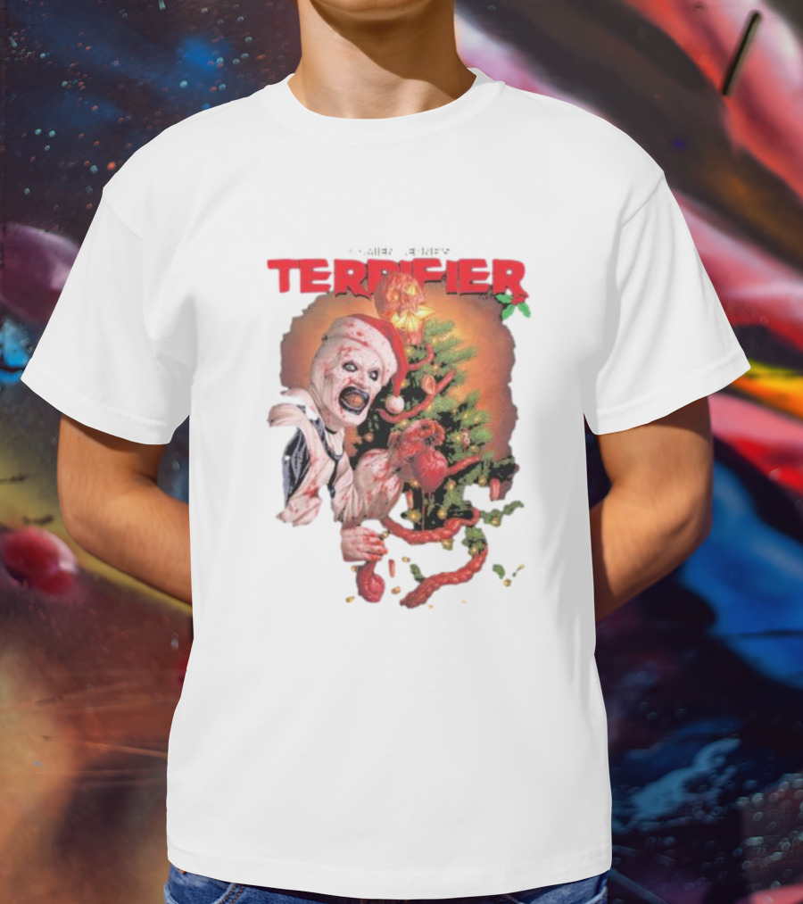Damien Leone Terrifier Christmas Horror Santa With Christmas Tree T-Shirt