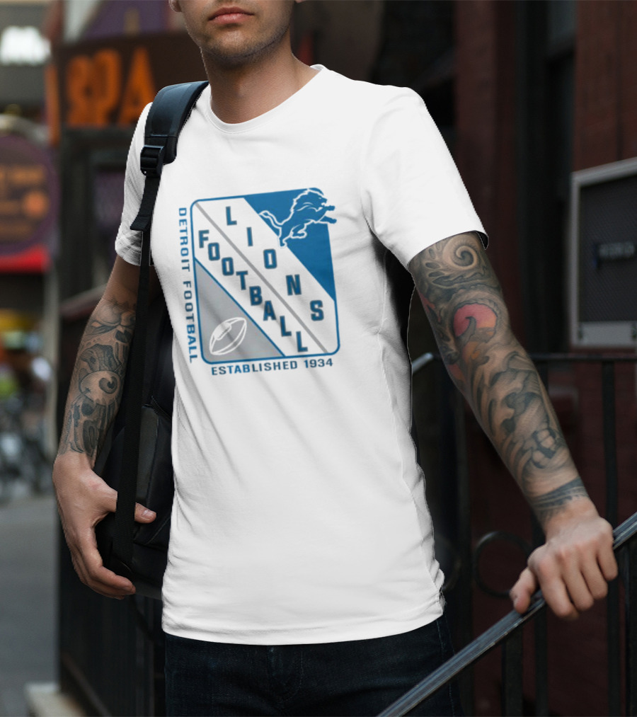 Detroit Lions Football Shield Established 1934 Iconic T-Shirt