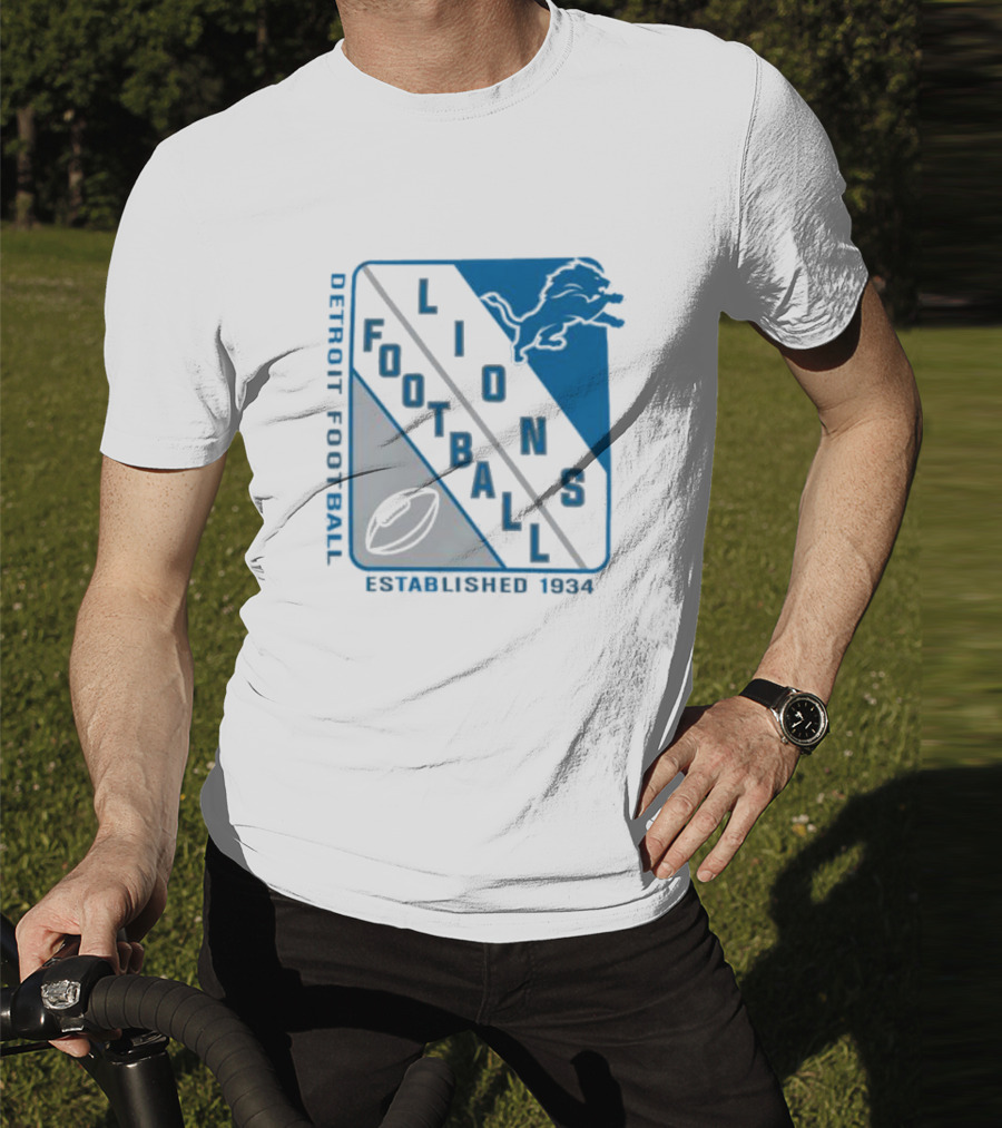 Detroit Lions Football Shield Established 1934 Iconic T-Shirt