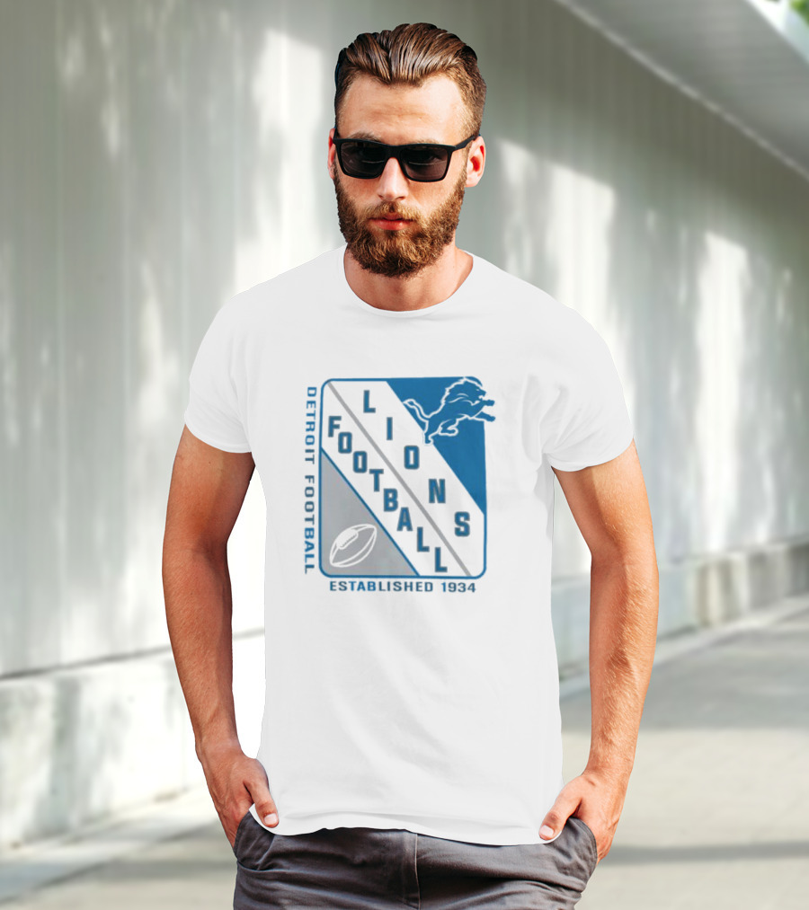 Detroit Lions Football Shield Established 1934 Iconic T-Shirt