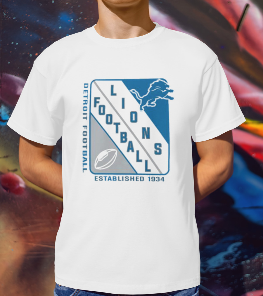 Detroit Lions Football Shield Established 1934 Iconic T-Shirt